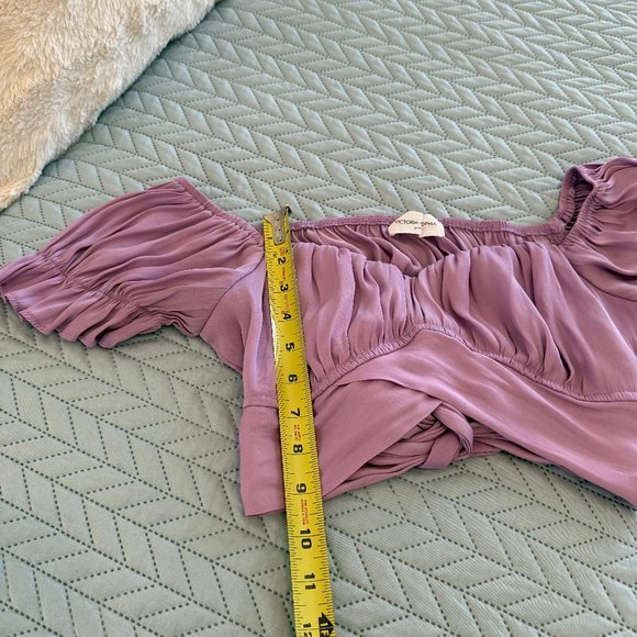 Victoria + Sophia Women's Purple Short Sleeve Tie Crop Top Size S - Picture 7 of 9